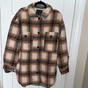 NWT Sanctuary Plaid Wool Shacket - Orange and Brown